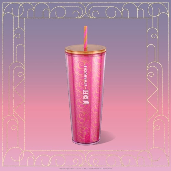 Starbucks Other - Starbucks x Wicked Glinda Pink Glitter Cold Cup 24oz Limited Edition NWT